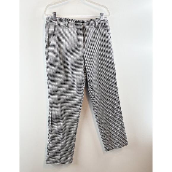 Weekend Max Mara High Rise Houndstooth Trouser Pants Gray 14 - Picture 4 of 7